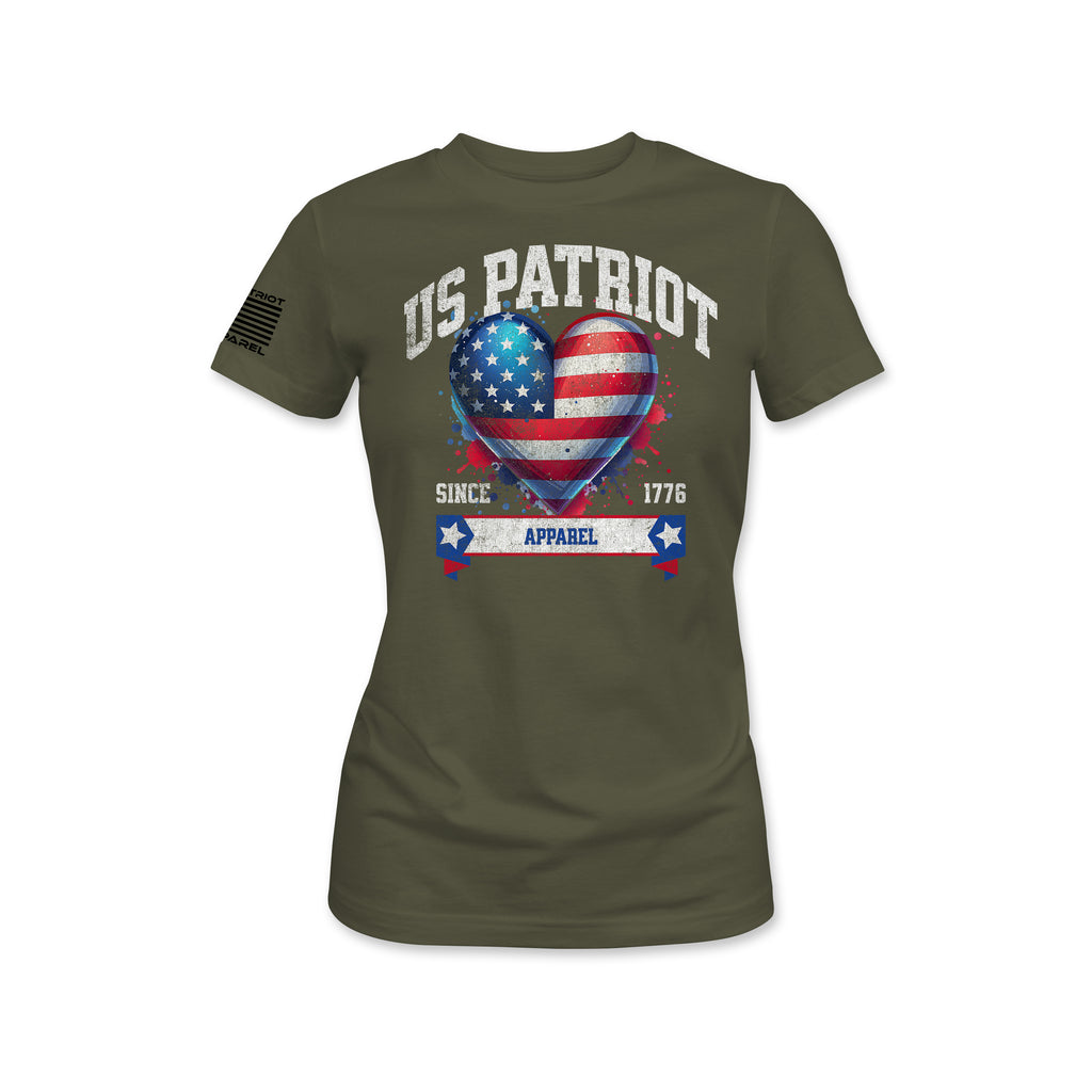 US Patriot Heart Flag Tee - Aqua